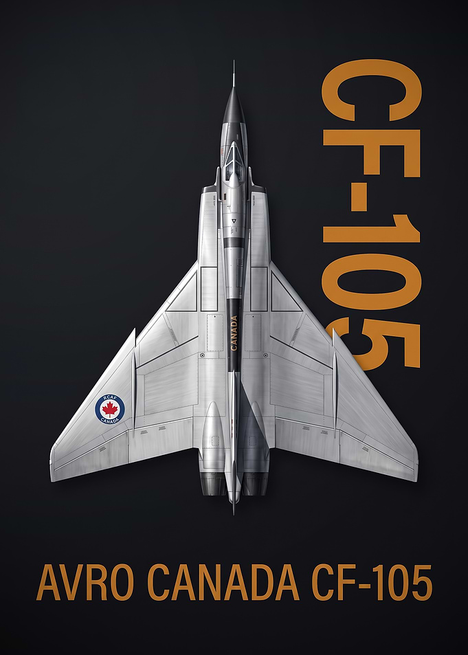 dark background top view avro Canada CF-105 Arrow Poster