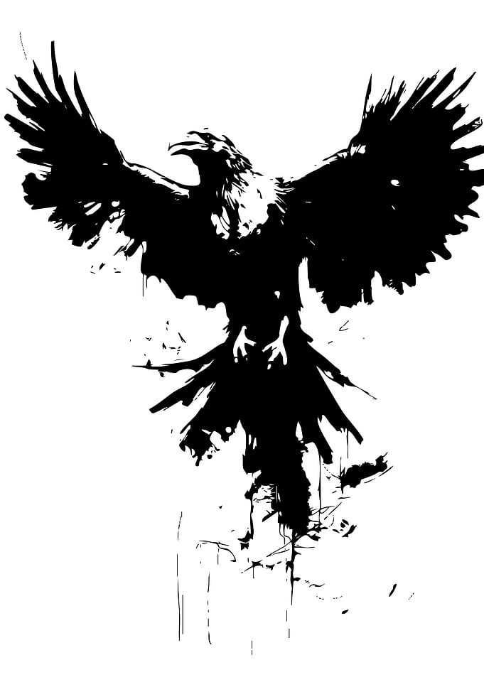 Black and White Raven Silhouette