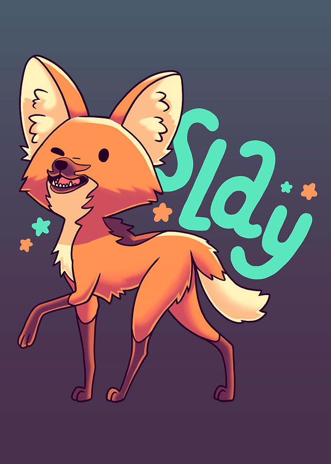 Cute Maned Wolf Slay Illustration