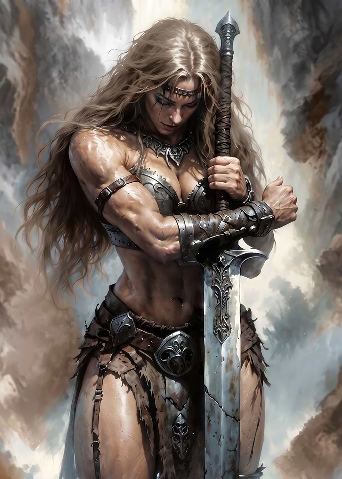 Muscular Female Warrior with Greatsword