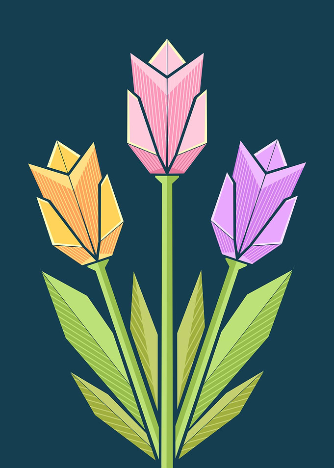 Geometric Stylized Tulip Flower Illustration