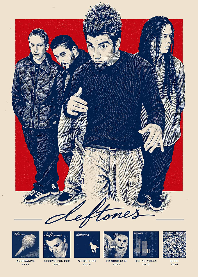 Deftones Band Members and Discography Poster