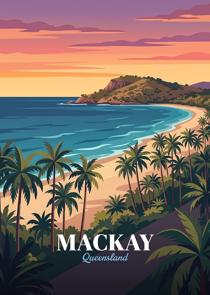 Mackay Queensland Tropical Beach Poster