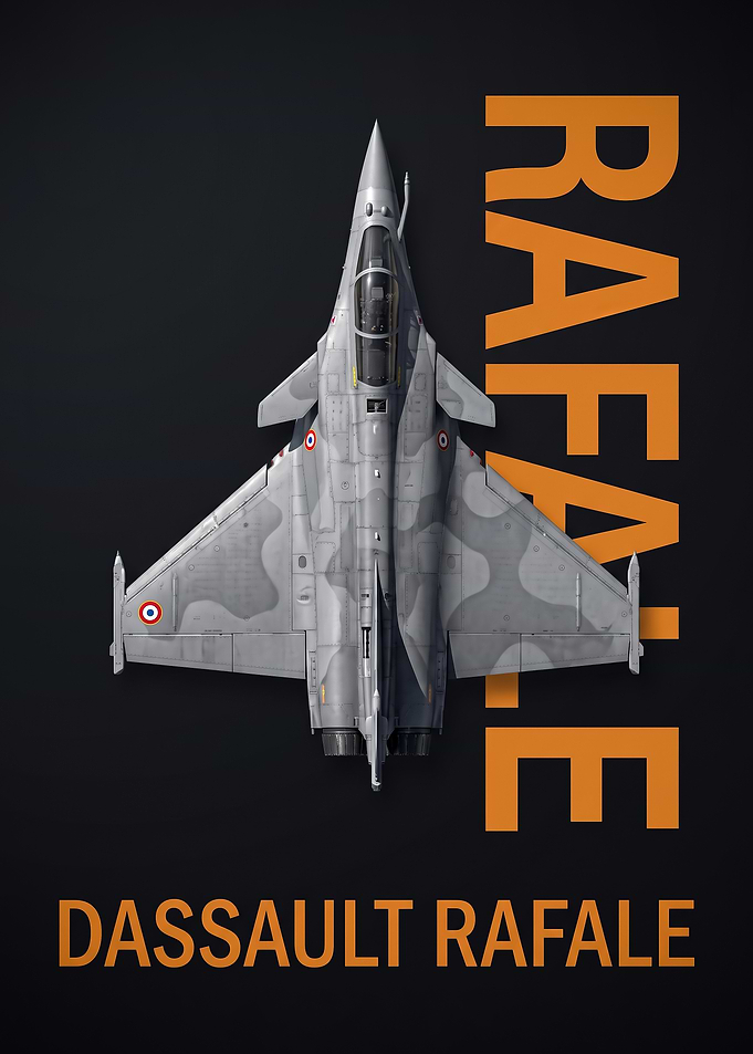 dark background top view Dassault Rafale Fighter Jet Poster