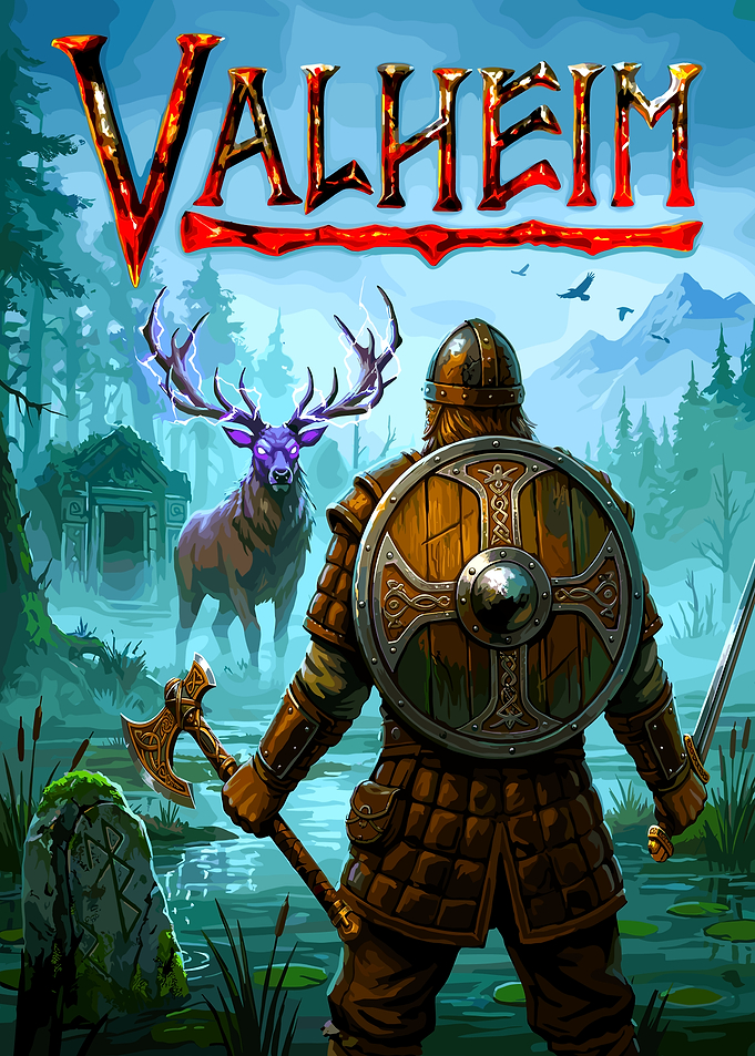 Valheim Viking Warrior Facing Eikthyr