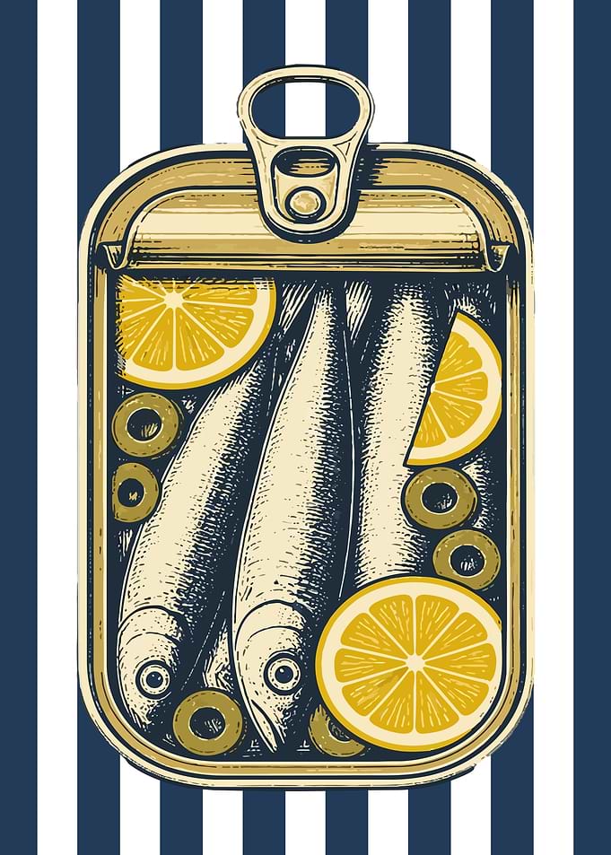 Vintage Sardine Tin Illustration