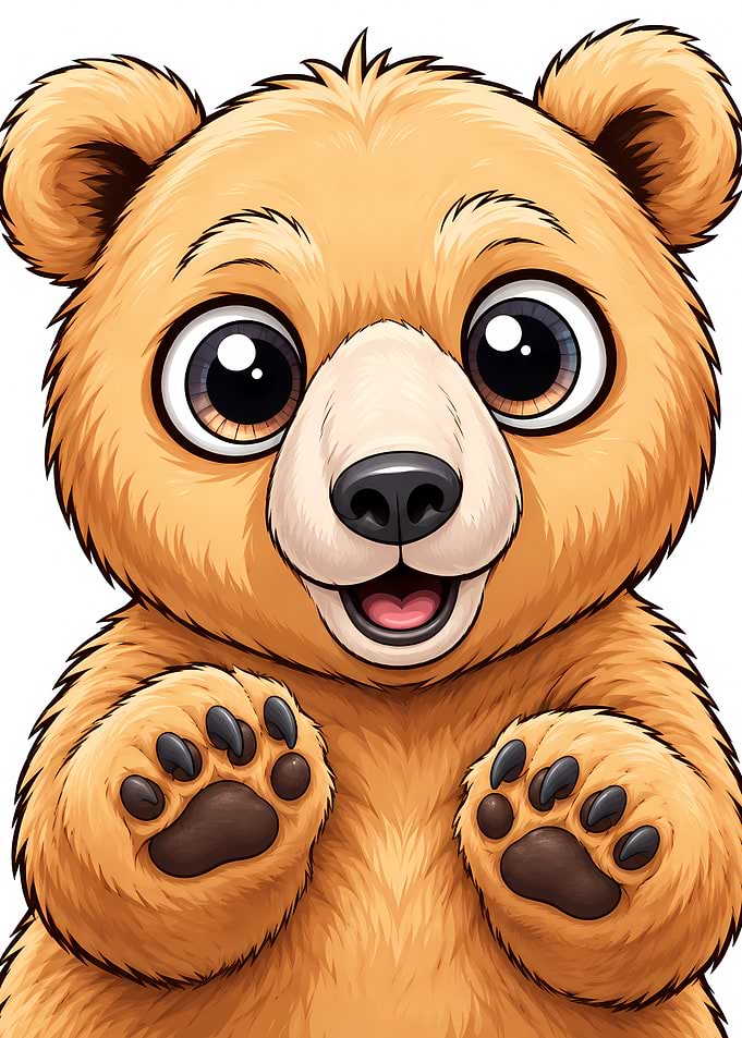 Cute Cartoon Baby Bear Portrait