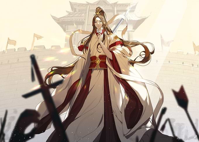 Elegant Warrior in Traditional Chinese Attire