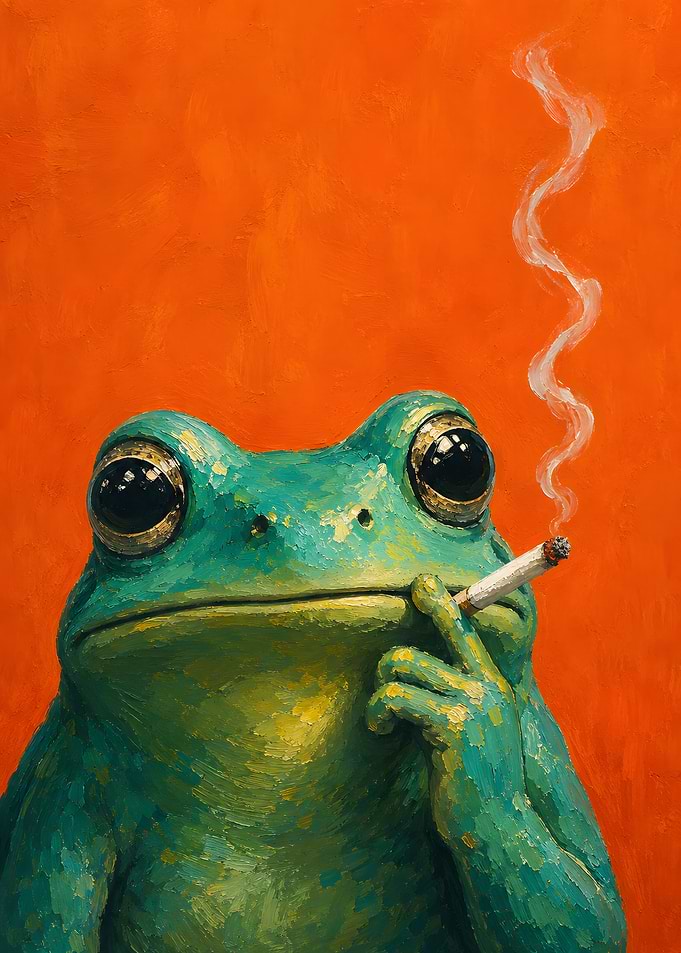 Smoking Frog Oil Painting