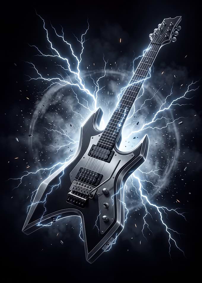 Electric Guitar with Lightning Effects