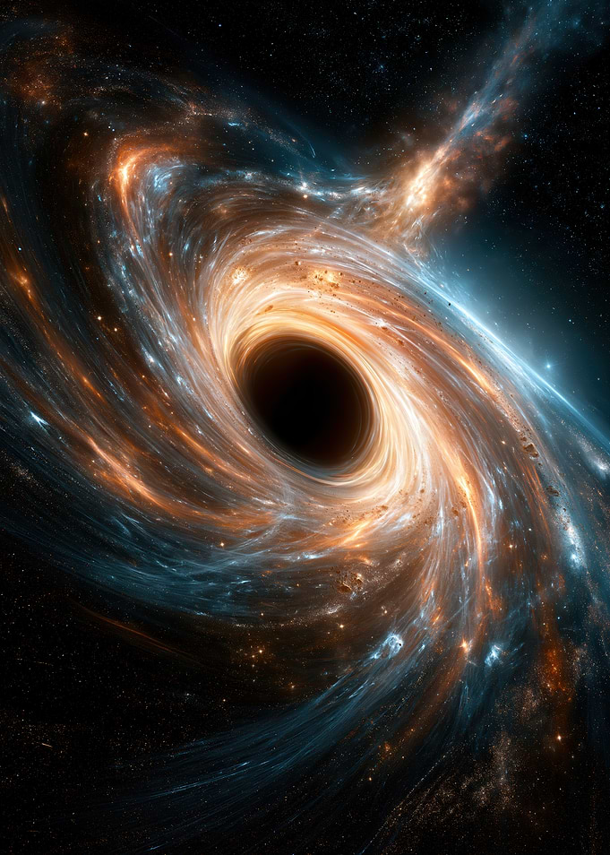 Vibrant Swirling Black Hole in Space