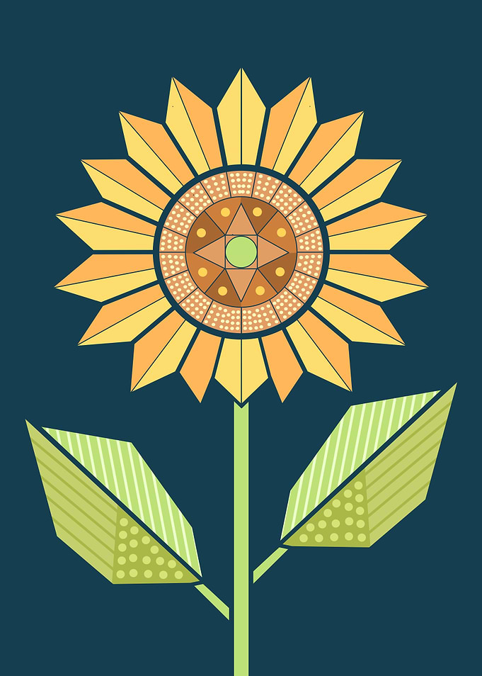 Geometric Sunflower Illustration