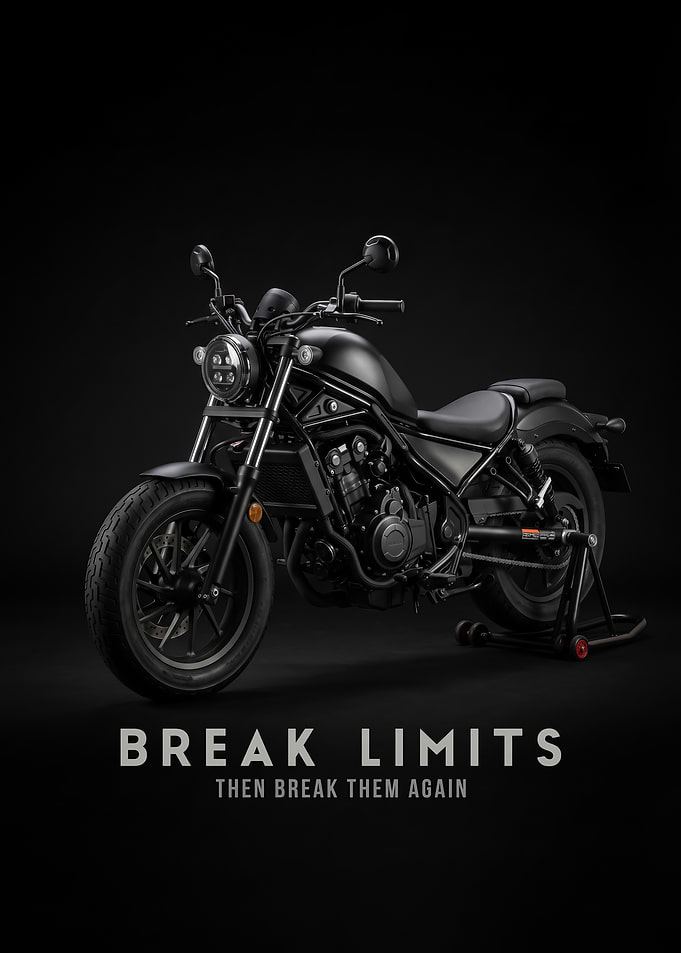Matte Black Honda Rebel black backgound