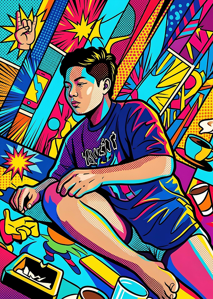 Vibrant Pop Art Portrait of Youth