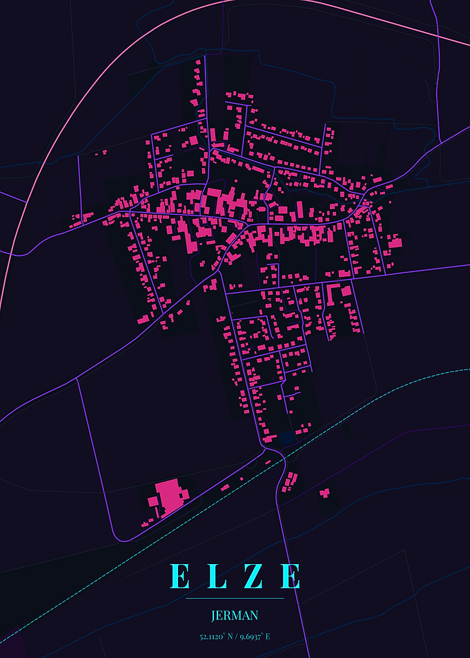 Minimalist Map of Elze Germany