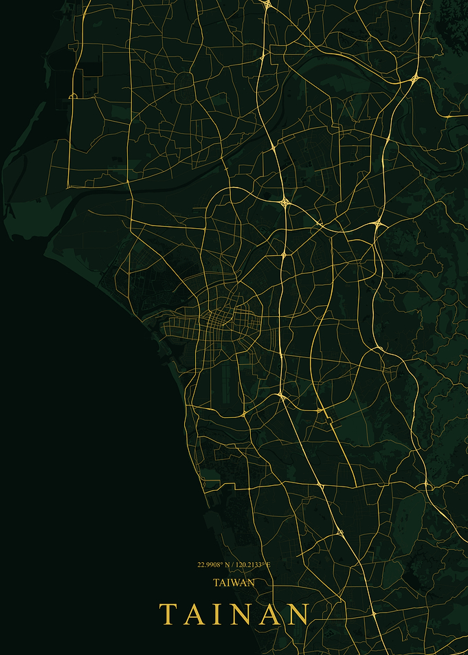 Tainan Taiwan City Map Poster