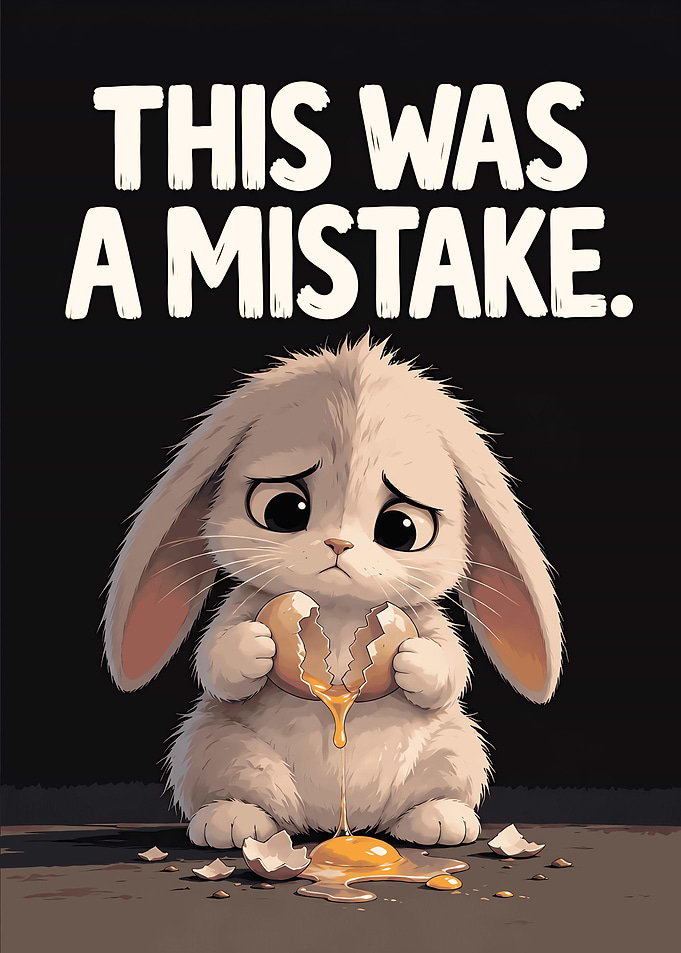 Sad Bunny With Broken Egg