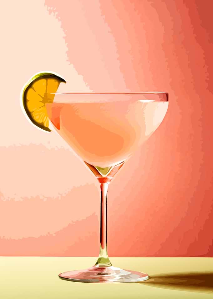 Pink Cocktail with Lime Garnish