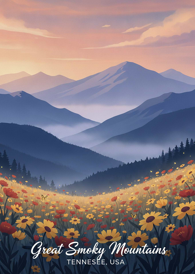 Great Smoky Mountains Tennessee Travel Poster