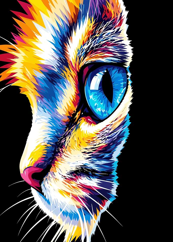Colorful Pop Art Cat Portrait
