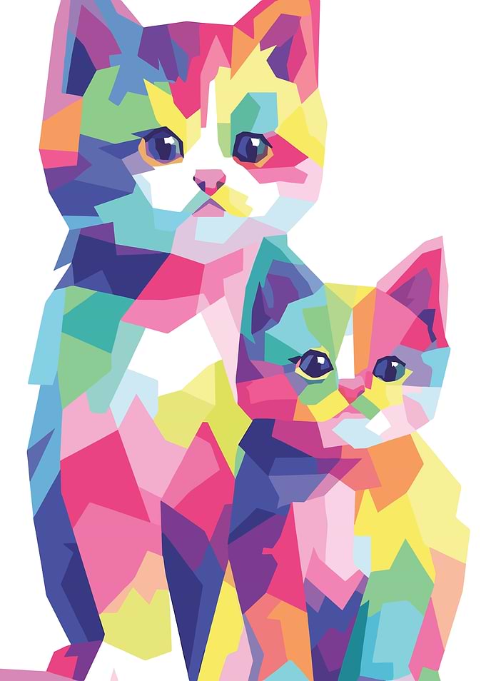 Colorful Geometric Pop Art Cats