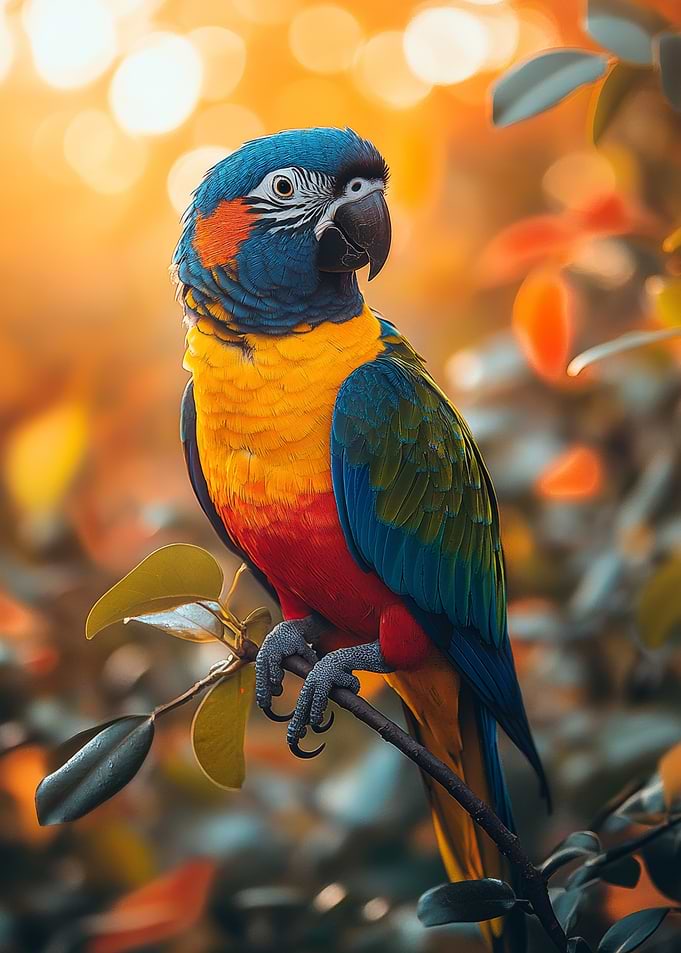 Vibrant Macaw Perched on Branch