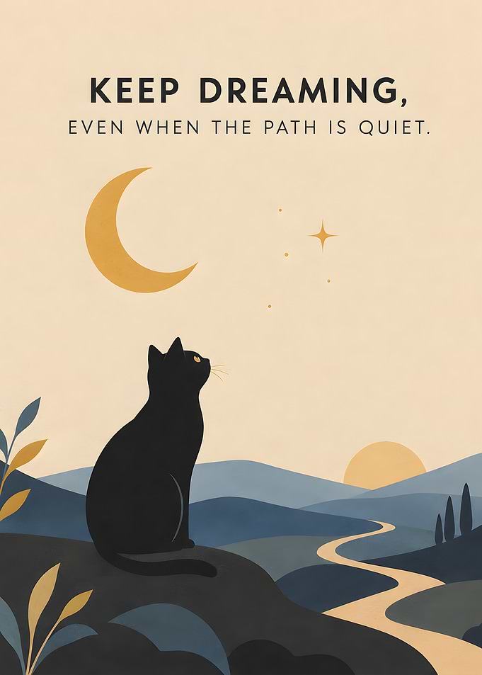 Black Cat Dreaming Inspirational Poster