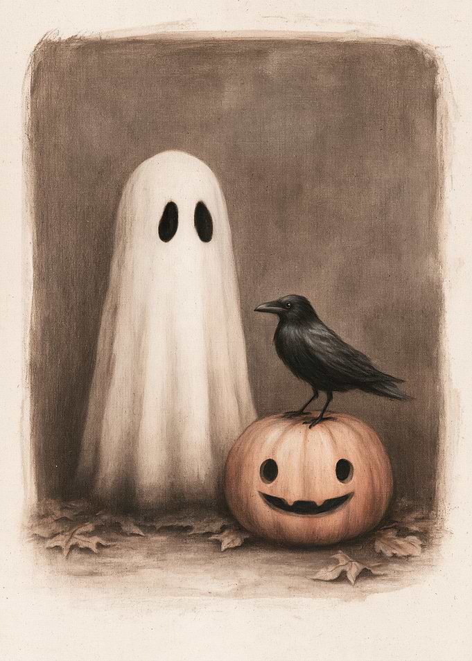 Ghost, Crow, and Jack-o'-lantern