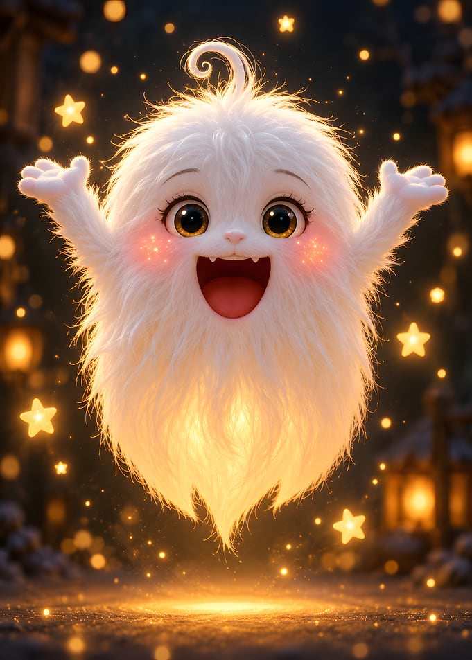 Cute Glowing White Furry Creature