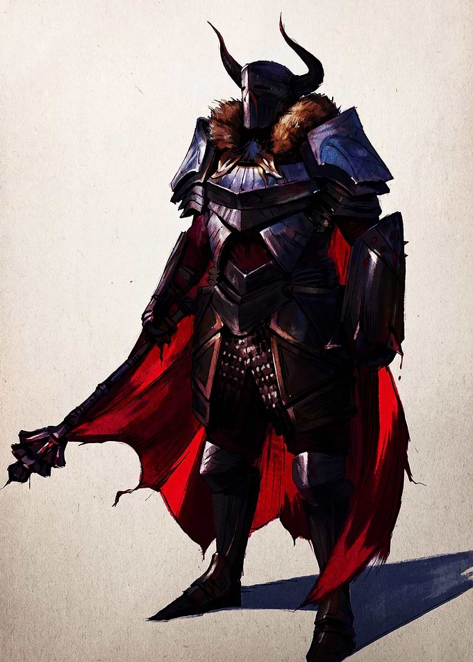 Horned Knight in Dark Armor