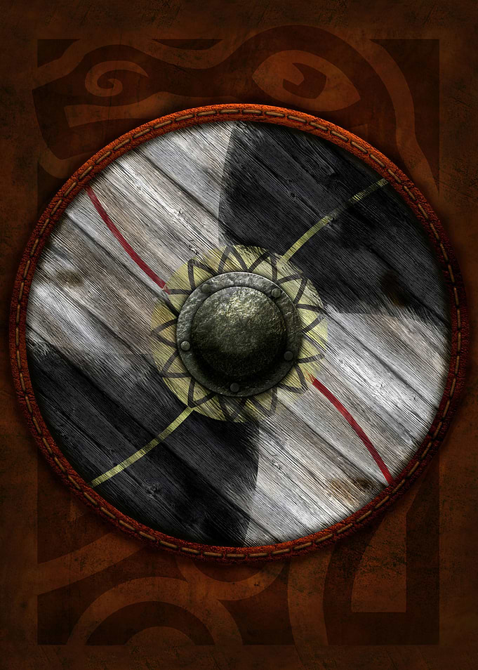 Viking Round Shield - Black / White
