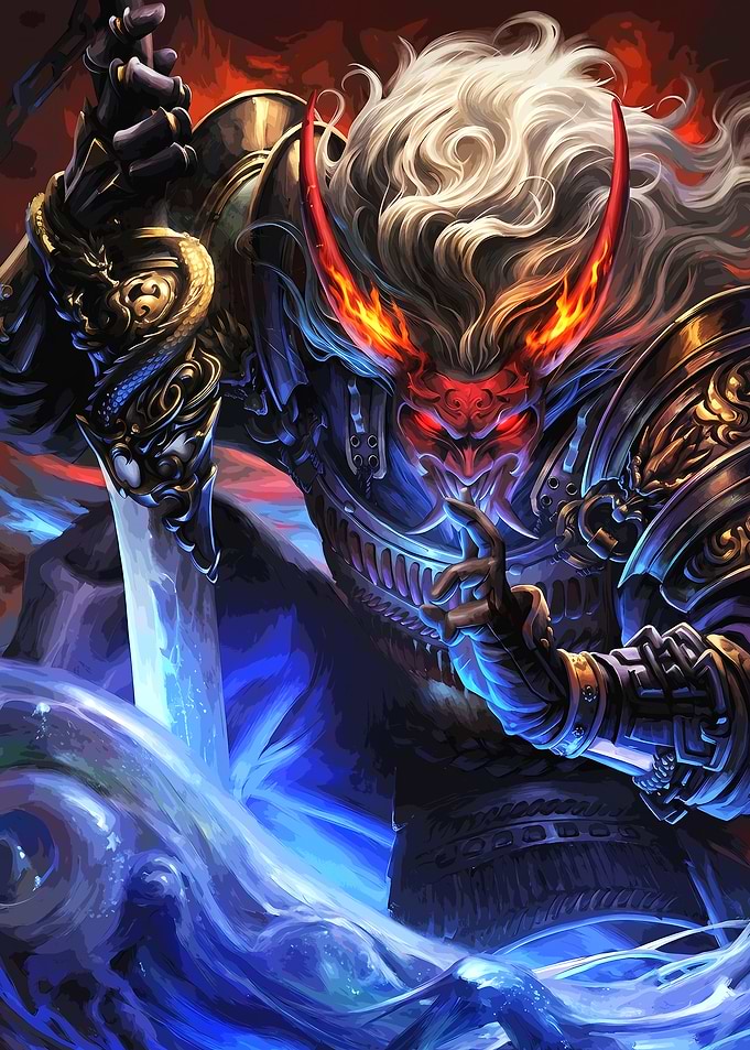 Demonic Samurai Warrior with Glowing Sword