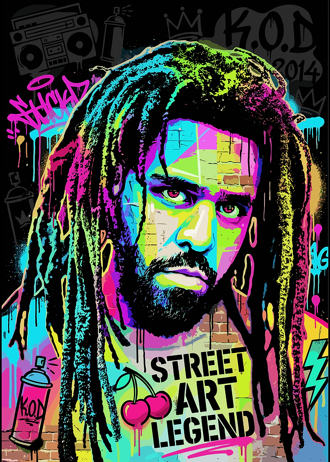 J. Cole Street Art Portrait