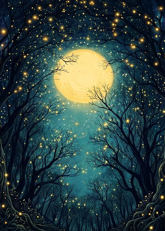 Forest Moon Firefly Magic Art