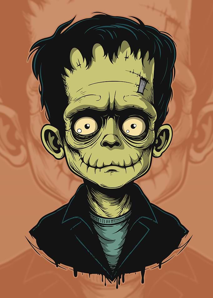 Cartoon Frankenstein Monster Portrait