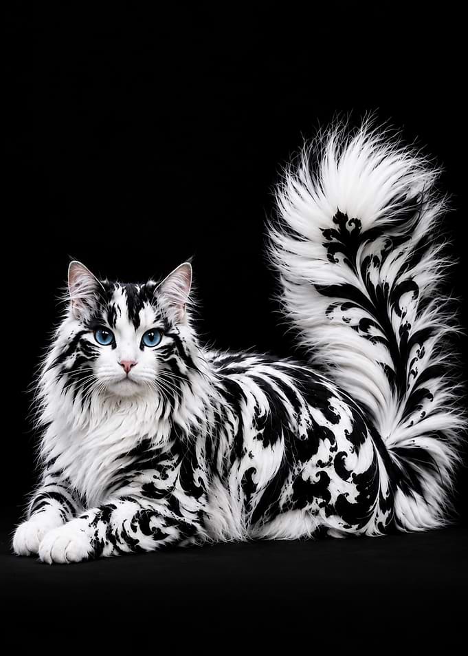 Elegant Black and White Patterned Cat