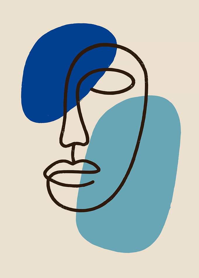 Minimalist Abstract Line Art Face