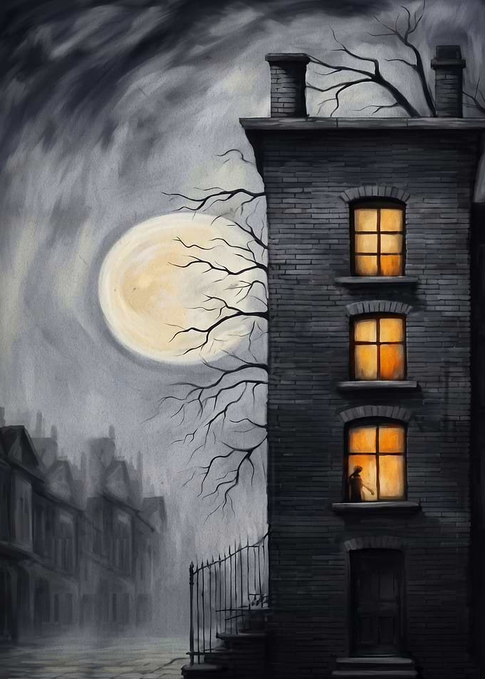 Gothic City Moon Night Dark Art