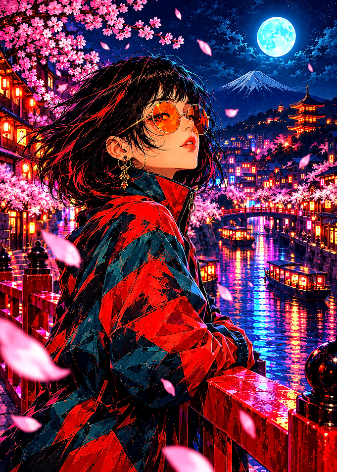Anime Girl Under Cherry Blossoms