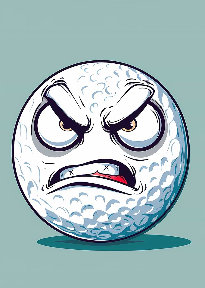 Angry Cartoon Golf Ball Character