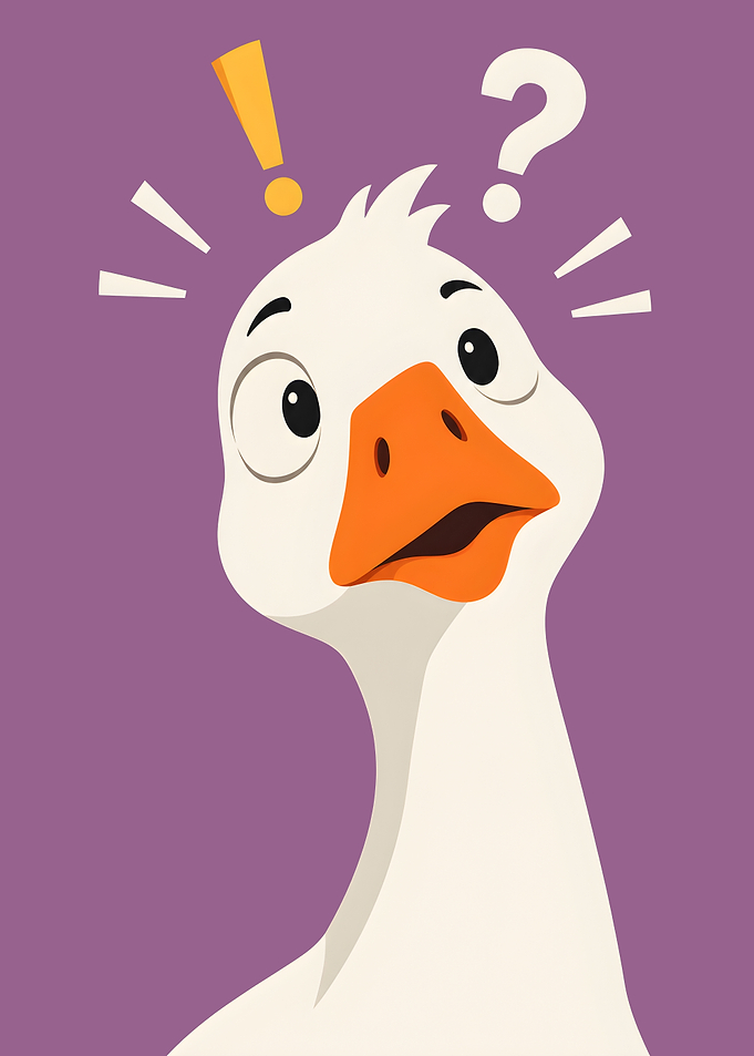 Confused Cartoon Goose Illustration - Funny Duck