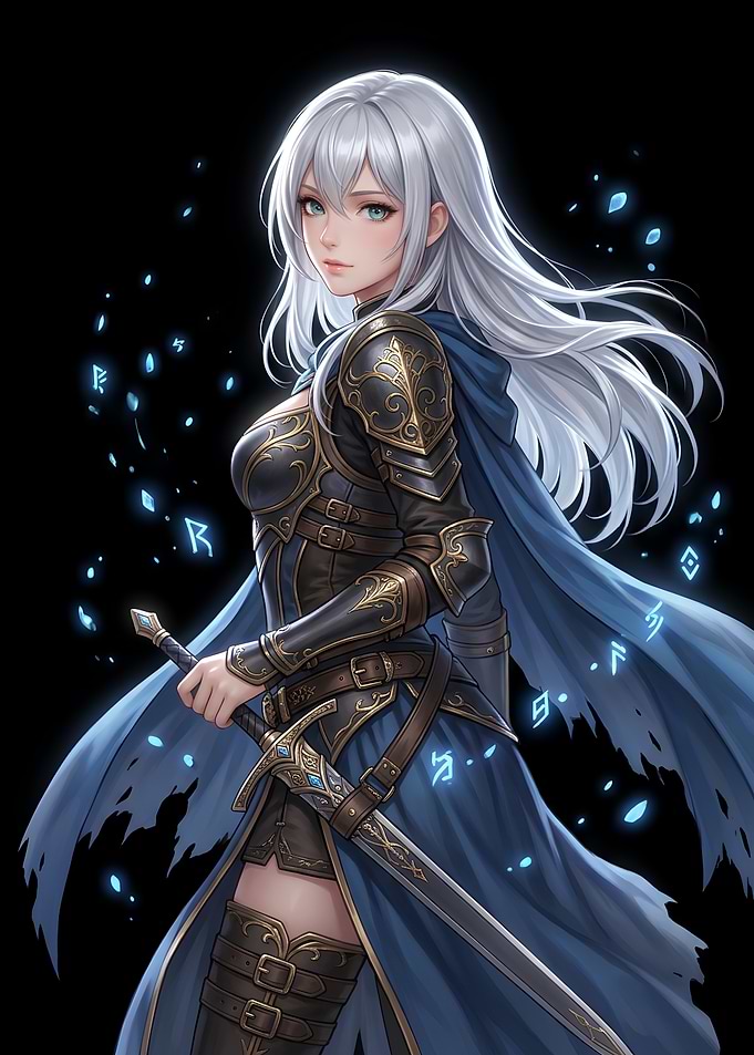 Silver-Haired Fantasy Warrior Princess