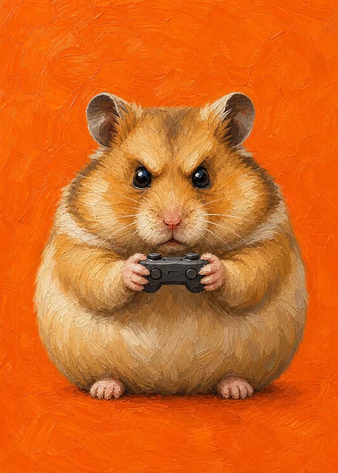 Serious Hamster Playing Video Games
