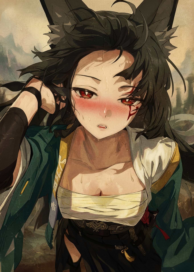 Sweaty Anime Fox Girl Portrait