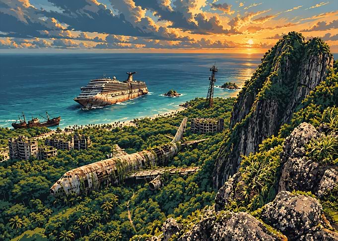 Post-Apocalyptic Tropical Island Landscape