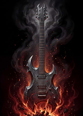 Fiery Heavy Metal Electric Guitar