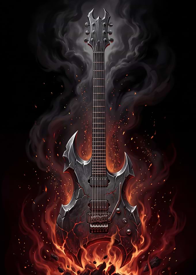 Fiery Heavy Metal Electric Guitar