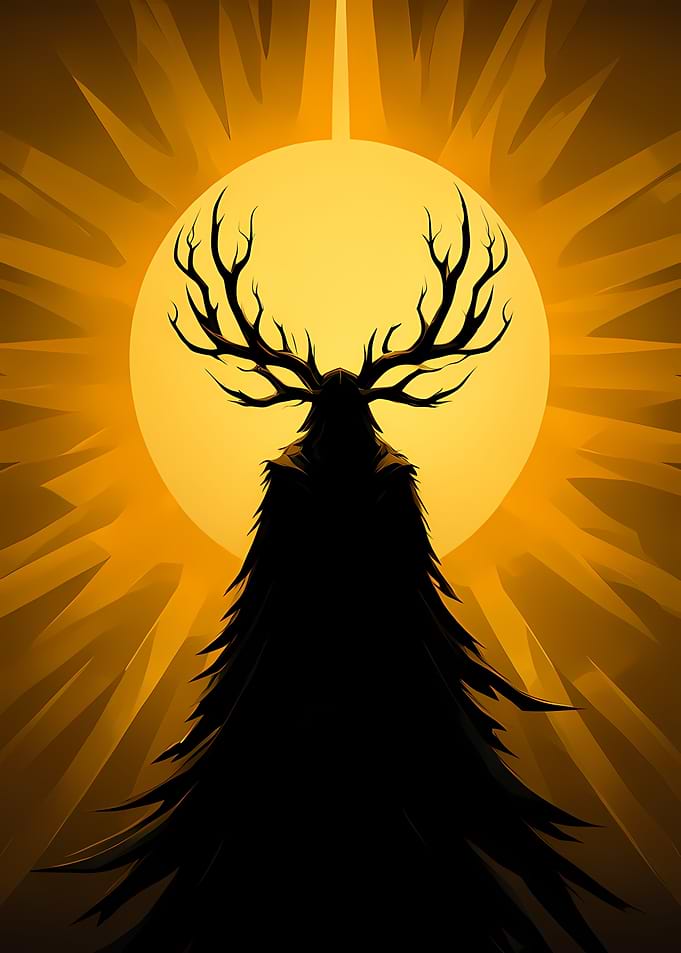Silhouette of a Horned Forest Spirit