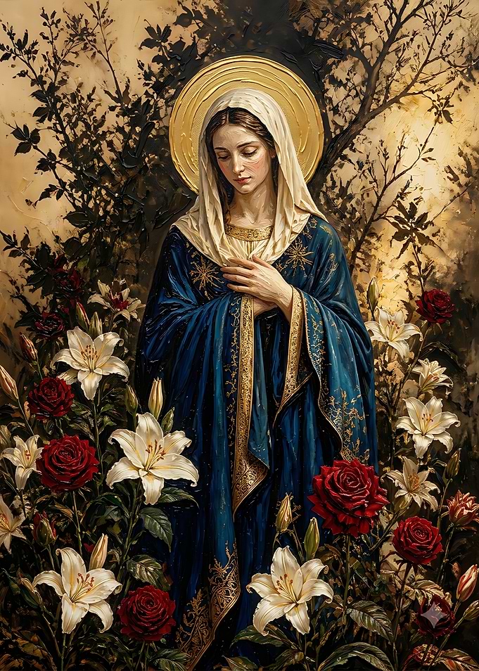 The Virgin Mary with Flowers