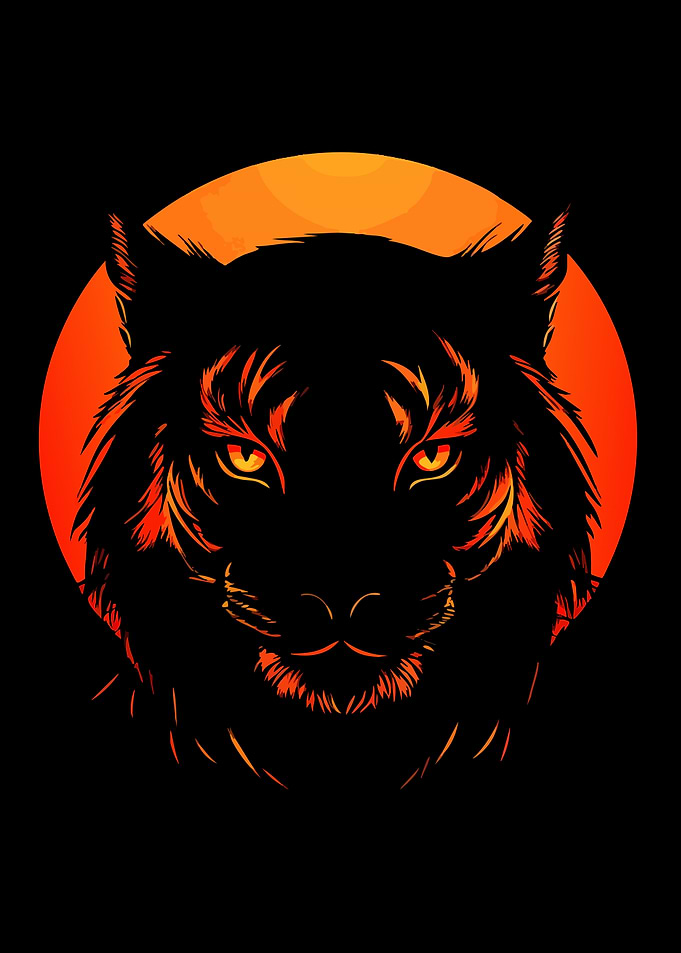 Fiery Tiger Silhouette Portrait